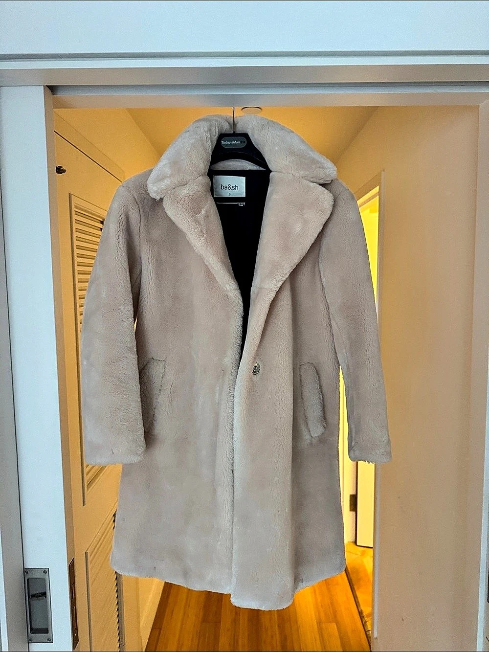 ba&sh Plush Teddy Coat in Pink Like New